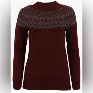 ICEWEAR Ásta Merino Nordic Knit Sweater in Red Burgundy Merino Wool Fall Winter